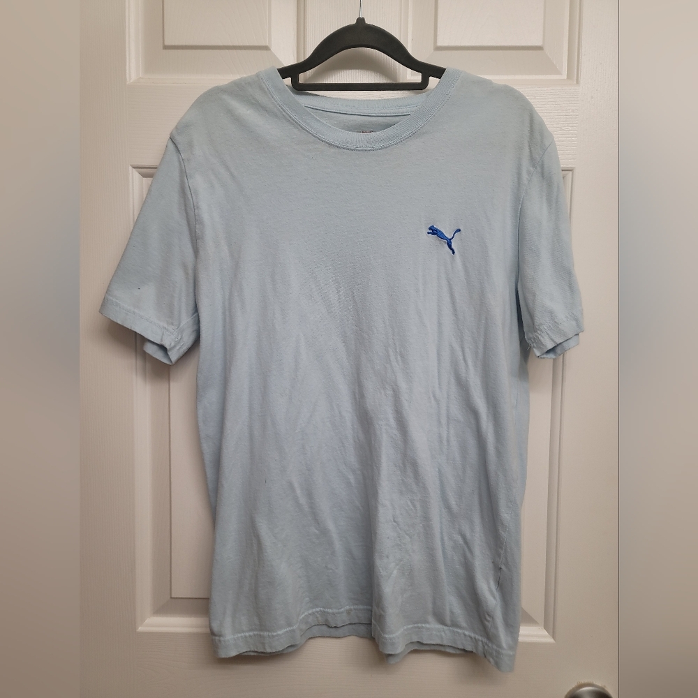Puma mens size M Short Sleeve Shirt Blue